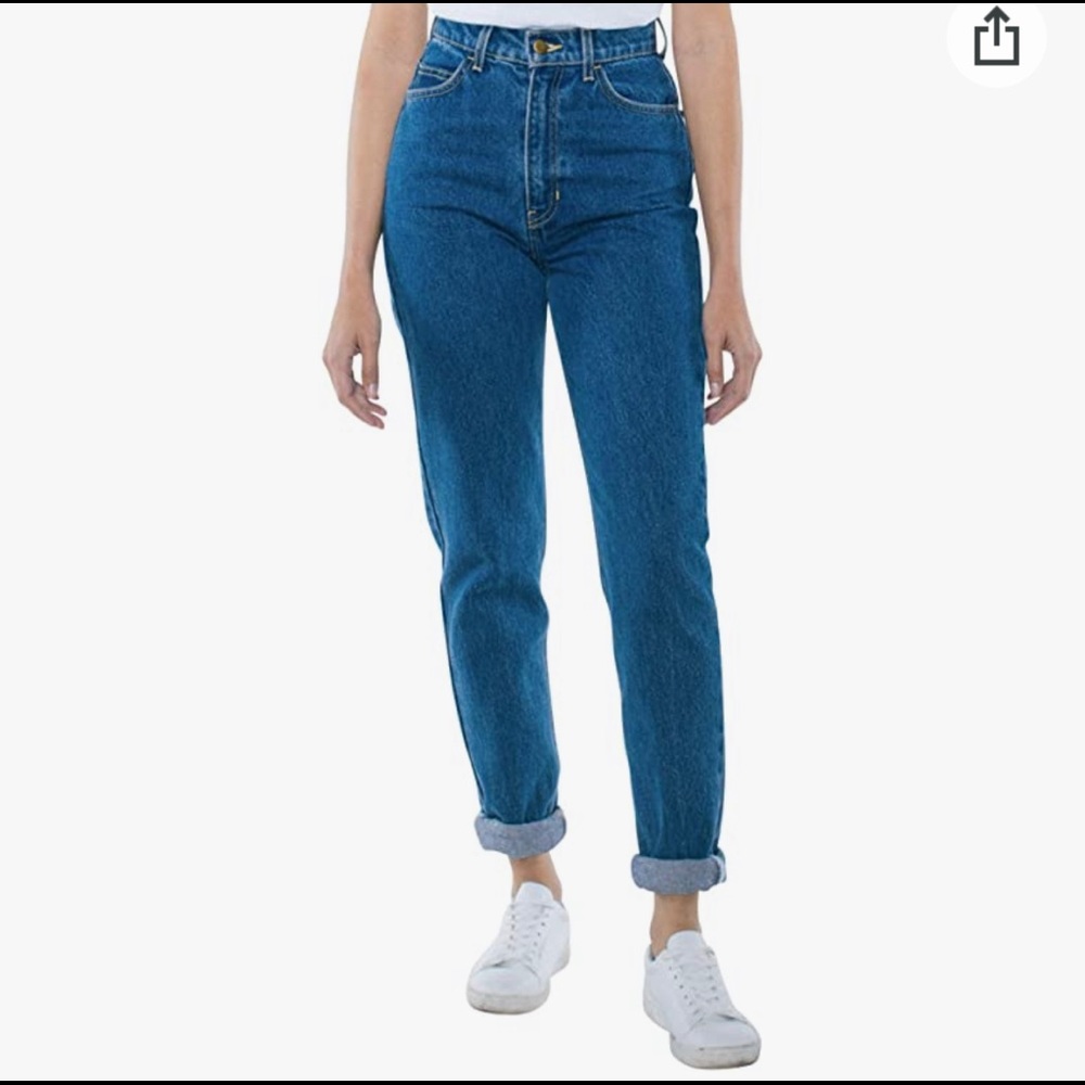 Medium wash high-waisted mom jeans from American Apparel.